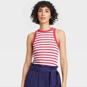 a new day Red and White Striped Tank Top